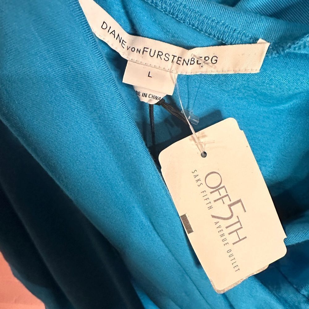 Diane Von Furstenberg Blue Ruched Wrap Mini Dress - Picture 3 of 4